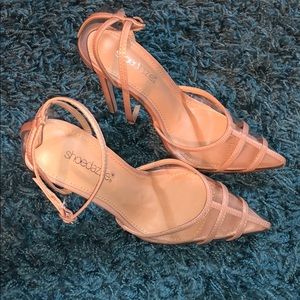 Shoedazzle Nude clear heels